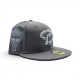 Storm Gray Arizona Diamondbacks Cow Print Logo Icy Blue Bottom 1998 Inaugural Season Side Patch New Era 59Fifty Fitted