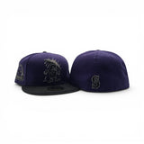 Dark Purple Seattle Mariners Cartoon Logo Black Visor Gray Bottom 30th Anniversary Side Patch New Era 59Fifty Fitted