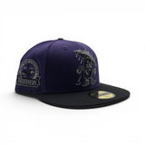 Dark Purple Seattle Mariners Cartoon Logo Black Visor Gray Bottom 30th Anniversary Side Patch New Era 59Fifty Fitted