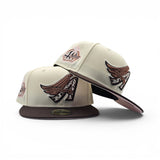 Off White Los Angeles Angels Cow Print Logo Brown Visor Pink Bottom 40th Anniversary Side Patch New Era 59Fifty Fitted