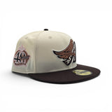 Off White Los Angeles Angels Cow Print Logo Brown Visor Pink Bottom 40th Anniversary Side Patch New Era 59Fifty Fitted