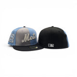 Black/Gray/Sky Blue Pinwheel New York Mets Black Visor Gray Bottom 25th Anniversary Side Patch New Era 59Fifty Fitted