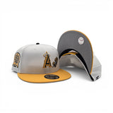 White Los Angeles Dodgers Rose Yellow Visor Gray Bottom 50th Anniversary Side Patch New Era 9Fifty Snapback