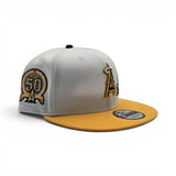 White Los Angeles Dodgers Rose Yellow Visor Gray Bottom 50th Anniversary Side Patch New Era 9Fifty Snapback
