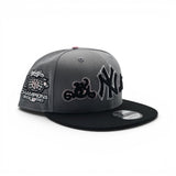 Storm Gray New York Yankees Scroll Logo Black Visor Pink Bottom 2000 World Series Champions Side Patch New Era 9Fifty Snapback