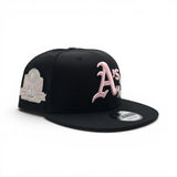 Black Oakland Athletics Pink Rose Logo Gray Bottom 40 Years Side Patch New Era 9Fifty Snapback