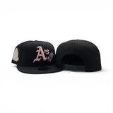 Black Oakland Athletics Pink Rose Logo Gray Bottom 40 Years Side Patch New Era 9Fifty Snapback