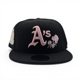 Black Oakland Athletics Pink Rose Logo Gray Bottom 40 Years Side Patch New Era 9Fifty Snapback