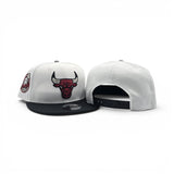 White Chicago Bulls Black Visor Gray Bottom 6X Champs Side Patch New Era 9Fifty Snapback