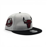 White Chicago Bulls Black Visor Gray Bottom 6X Champs Side Patch New Era 9Fifty Snapback