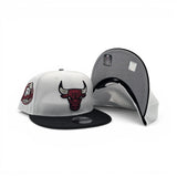 White Chicago Bulls Black Visor Gray Bottom 6X Champs Side Patch New Era 9Fifty Snapback
