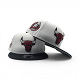 White Chicago Bulls Black Visor Gray Bottom 6X Champs Side Patch New Era 9Fifty Snapback