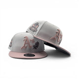 White Oakland Athletics Pink Rose Logo Pink Rouge Visor Gray Bottom 40 Years Side Patch New Era 9Fifty Snapback
