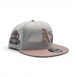 White Oakland Athletics Pink Rose Logo Pink Rouge Visor Gray Bottom 40 Years Side Patch New Era 9Fifty Snapback