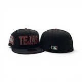 Black Texas Rangers "Tejas" Paisley Logo Red Bottom 1994-2019 Final Season Side Patch New Era 59Fifty Fitted