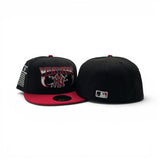 Black New York Yankees Lightning Logo Red Visor Gray Bottom 27X World Series Champions List Side Patch New Era 59Fifty Fitted