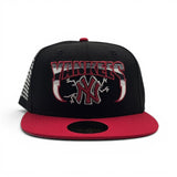 Black New York Yankees Lightning Logo Red Visor Gray Bottom 27X World Series Champions List Side Patch New Era 59Fifty Fitted