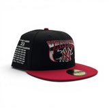 Black New York Yankees Lightning Logo Red Visor Gray Bottom 27X World Series Champions List Side Patch New Era 59Fifty Fitted