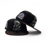Black Seattle Mariners Cartoon Logo Brown Visor Pink Bottom 30th Anniversa0ry Side Patch New Era 59Fifty Fitted