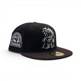 Black Seattle Mariners Cartoon Logo Brown Visor Pink Bottom 30th Anniversa0ry Side Patch New Era 59Fifty Fitted