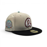 Off White Atlanta Braves Black Visor Gray Bottom 2021 World Series Side Patch Letterman New Era 59FIFTY Fitted