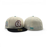 Off White Atlanta Braves Black Visor Gray Bottom 2021 World Series Side Patch Letterman New Era 59FIFTY Fitted