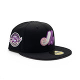 Black Montreal Expos Pink Bottom 25th Anniversary Side Patch New Era 59Fifty Fitted