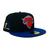 Black New York Knicks Royal Blue Visor Gray Bottom 2025-2026 Finals Champions Trophy Side Patch New Era 59Fifty Fitted
