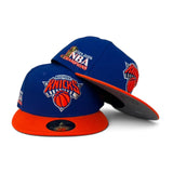 Royal Blue New York Knicks Orange Visor Gray Bottom 2025-2026 NBA Champions Side Patch New Era 59Fifty Fitted