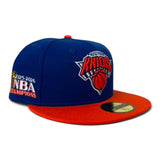 Royal Blue New York Knicks Orange Visor Gray Bottom 2025-2026 NBA Champions Side Patch New Era 59Fifty Fitted