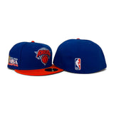 Royal Blue New York Knicks Orange Visor Gray Bottom 2025-2026 NBA Champions Side Patch New Era 59Fifty Fitted