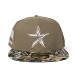 Khaki Houston Astros Real Tree Visor Gray Bottom 2000 Inaugural Season Side Patch New Era 59Fifty Fitted