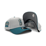 White Seattle Mariners Teal Curved Brim Gray Bottom Kingdome Side Patch New Era 9Forty Snapback