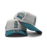 White Seattle Mariners Teal Curved Brim Gray Bottom Kingdome Side Patch New Era 9Forty Snapback