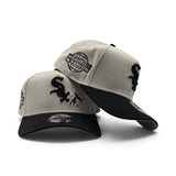 Stone Chicago White Sox Rose Logo Black Curved Brim Gray Bottom 2005 World Series Side Patch New Era A-Frame 9Forty Snapback