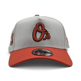 White Baltimore Orioles Orange Curved Brim Gray Bottom 50th Anniversary Side Patch New Era A-Frame 9Forty Snapback