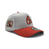 White Baltimore Orioles Orange Curved Brim Gray Bottom 50th Anniversary Side Patch New Era A-Frame 9Forty Snapback