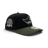 Black Los Angeles Angels Olive Green Curved Brim Gray Bottom 50th Anniversary New Era 9Fifty A-Frame Snapback