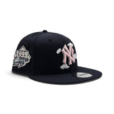 Navy Blue New York Yankees Cloud Logo Pink Bottom 1999 World Series Side Patch New Era 9Fifty Snapback