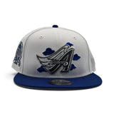 White Los Angeles Angels Cloud Logo Royal Blue Visor Gray Bottom 50th Anniversary Red Bottom 9Fifty New Era Snapback