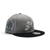 Gray Los Angeles Angels Cloud Logo Black Visor Icy Blue Bottom 50th Anniversary Red Bottom 9Fifty New Era Snapback