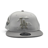 White Los Angeles Dodgers Cloud Logo Light Gray Visor Gray Bottom 40th Anniversary Side Patch New Era 9Fifty Snapback