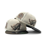 Off White Los Angeles Angels Cloud Logo Woodland Camo Visor Gray Bottom 50th Anniversary Red Bottom 9Fifty New Era Snapback
