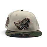 Off White Los Angeles Angels Cloud Logo Woodland Camo Visor Gray Bottom 50th Anniversary Red Bottom 9Fifty New Era Snapback
