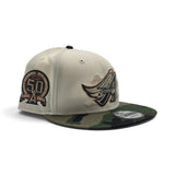 Off White Los Angeles Angels Cloud Logo Woodland Camo Visor Gray Bottom 50th Anniversary Red Bottom 9Fifty New Era Snapback