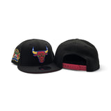 Matching Black Chicago Bulls Red Bottom 1996 NBA Champions New Era 9Fifty Snapback For Miro 7