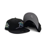Black Tampa Bay Rays Gray Bottom 10 Seasons Side Patch New Era 59Fifty Fitted