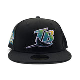 Black Tampa Bay Rays Gray Bottom 10 Seasons Side Patch New Era 59Fifty Fitted