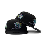 Black Tampa Bay Rays Gray Bottom 10 Seasons Side Patch New Era 59Fifty Fitted