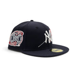 Navy Blue New York Yankees Rose Logo Pink Bottom New Era 2000 Subway Series Side Patch 59Fifty Fitted